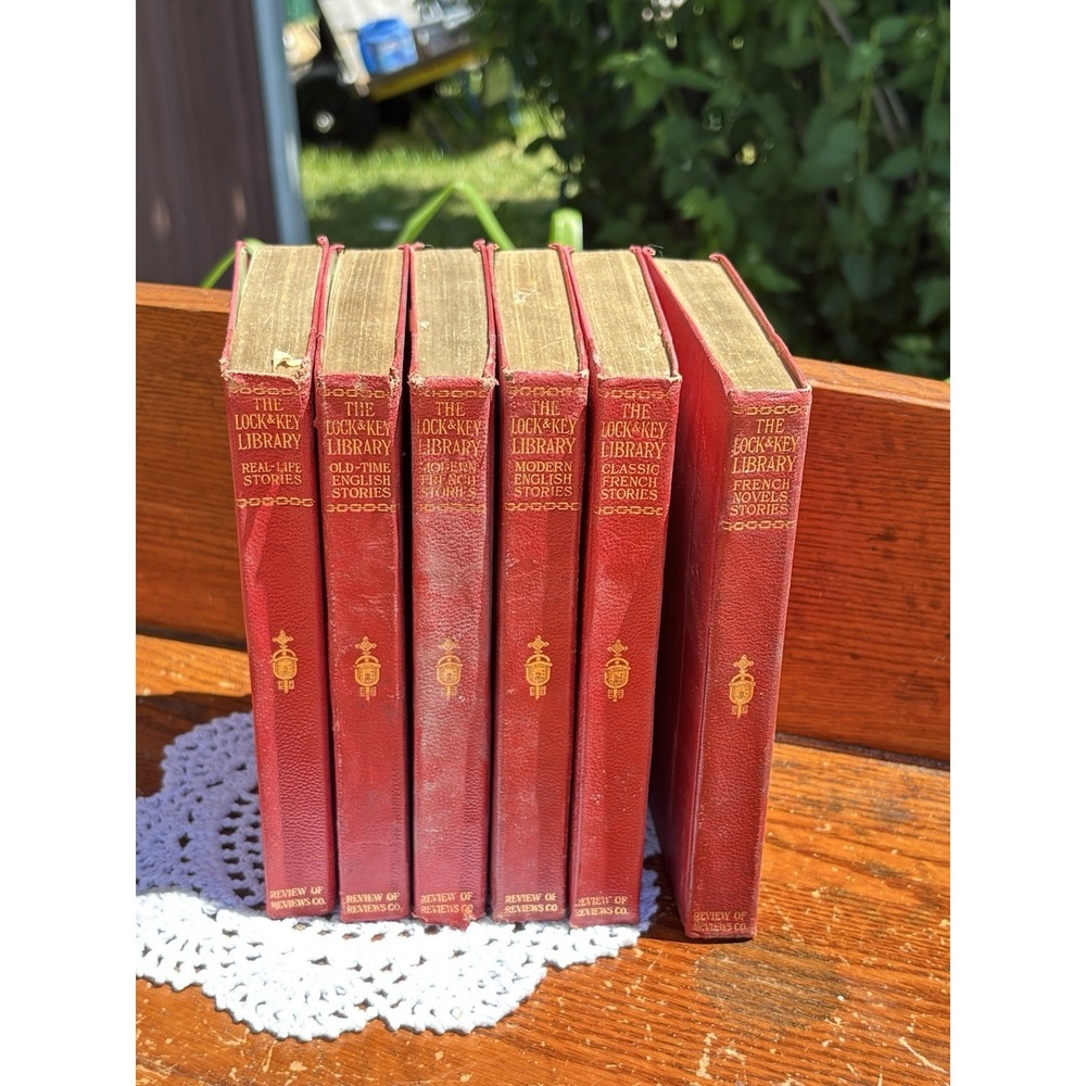 Lot Of 6 Antique Books 1909 The Lock and Key Library Edited by J. Hawthorne Red